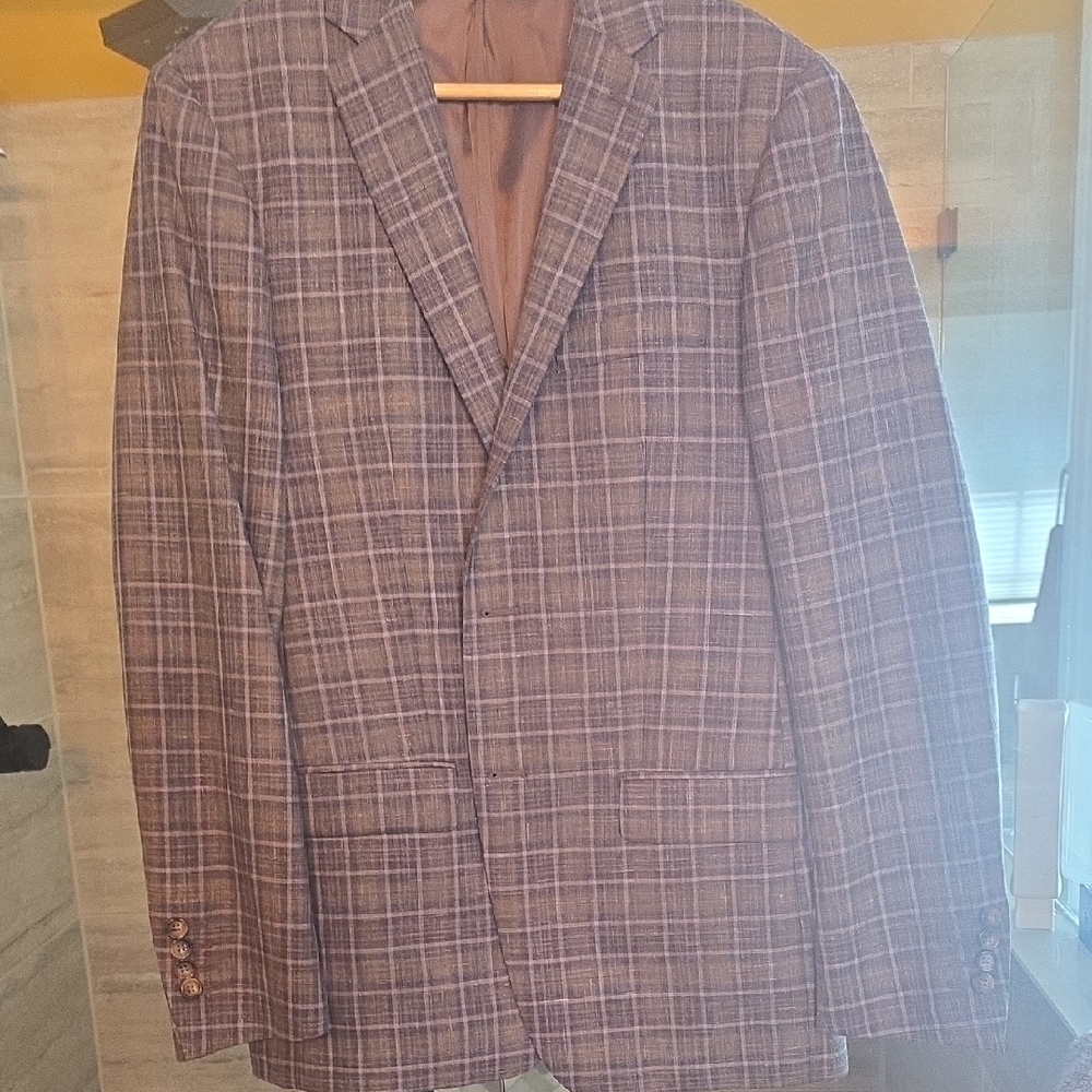 Ralph Lauren Men's Plaid Blazer - Blue and Gray